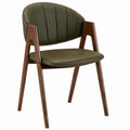 Dining Chair PU Leather Green with Wood Legs