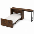 Wood and Metal Convertible Wall Bed with Desk Twin Size