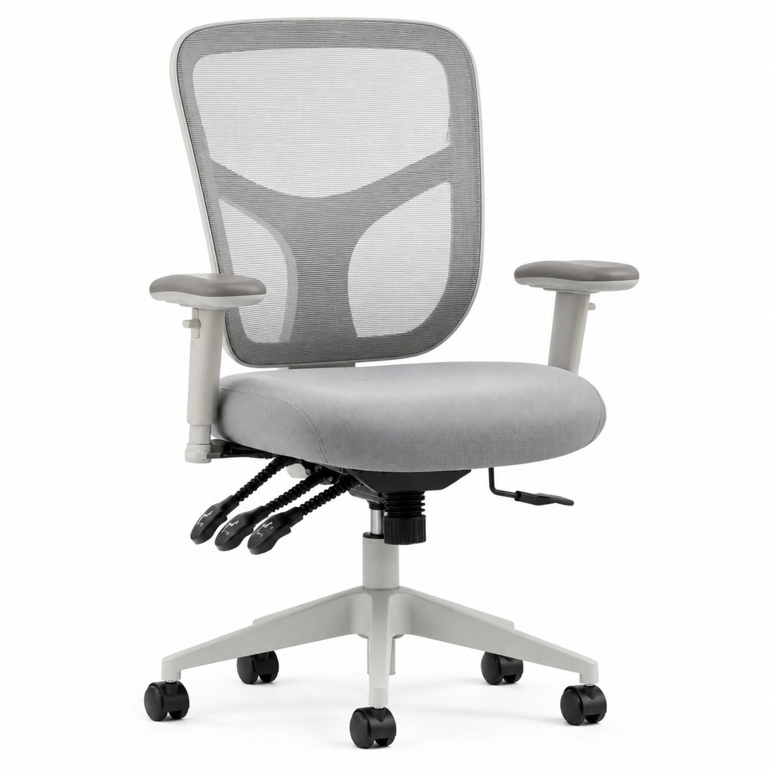Ergonomic Office Chair Mesh Back Polyester Seat Nylon Base Light Gray