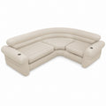 PVC Inflatable Beige L-Shaped Sofa with Cup Holders