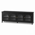 Black Wood Entertainment Center with Tempered Glass Doors 180cm