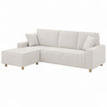 L Shaped Fabric Sofa Set with Chaise Beige 230cm