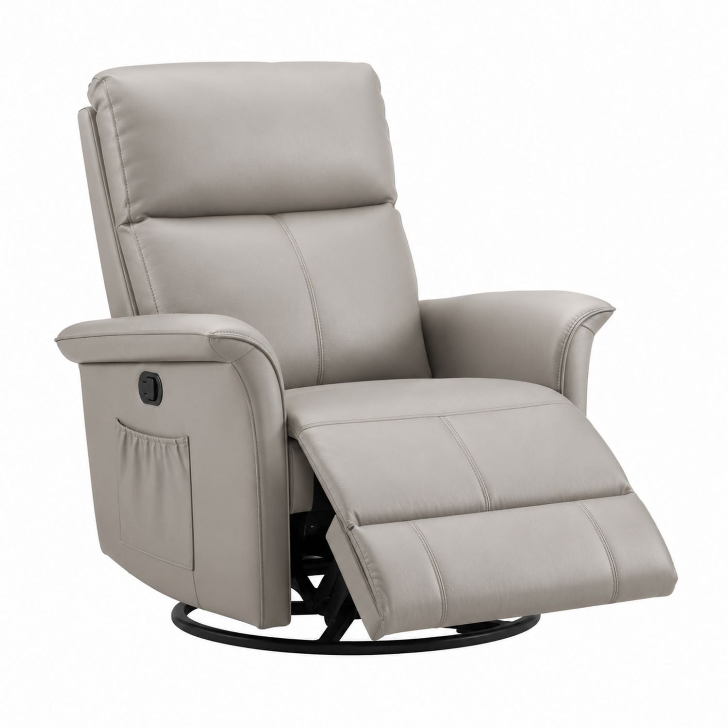 Recliner Chair Faux Leather Swivel Glider with Adjustable Footrest Light Gray