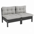Outdoor Sofa Set Wooden Frame Polyester Cushions Light Gray 2-Seater