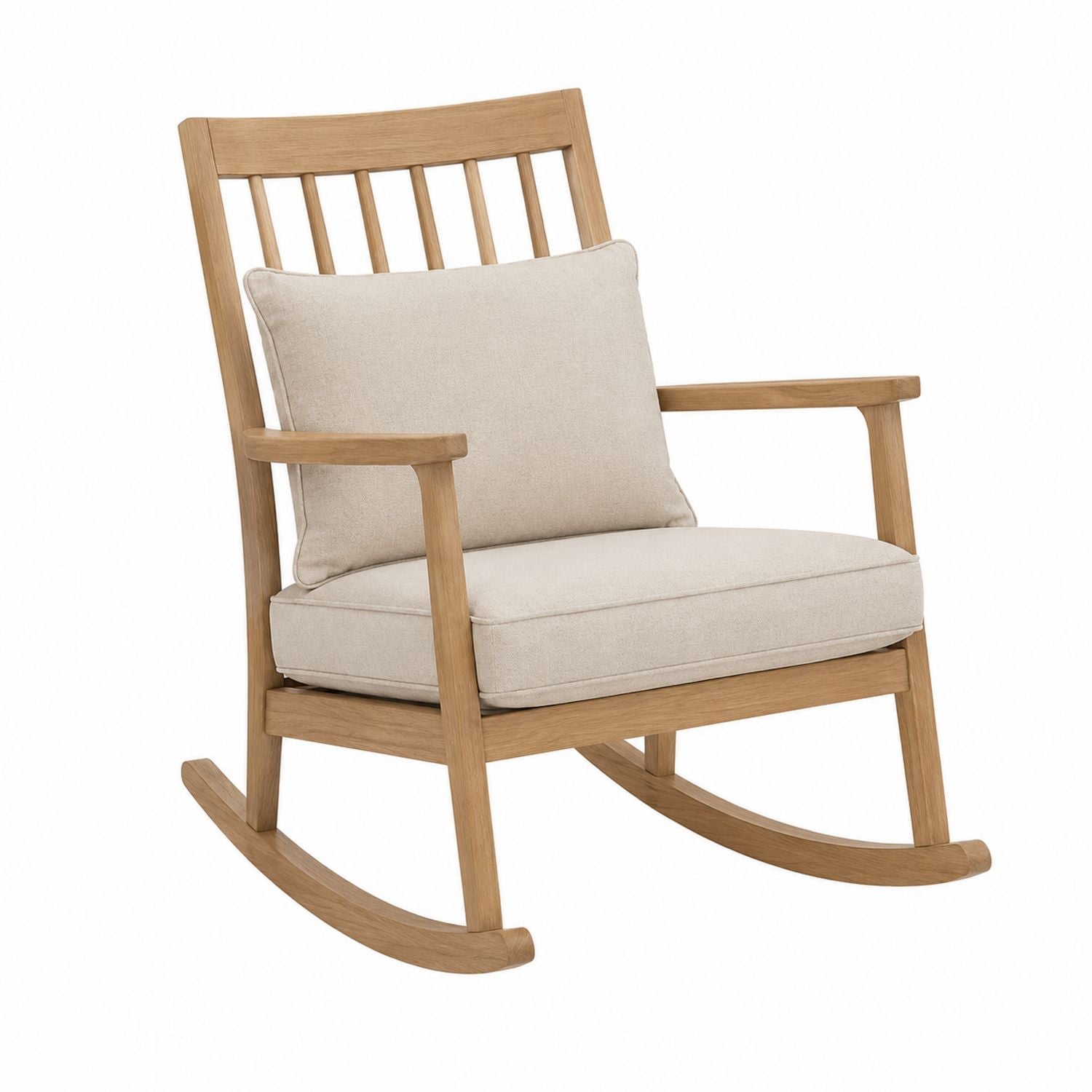 Teak Rocking Chair with Beige Cushions