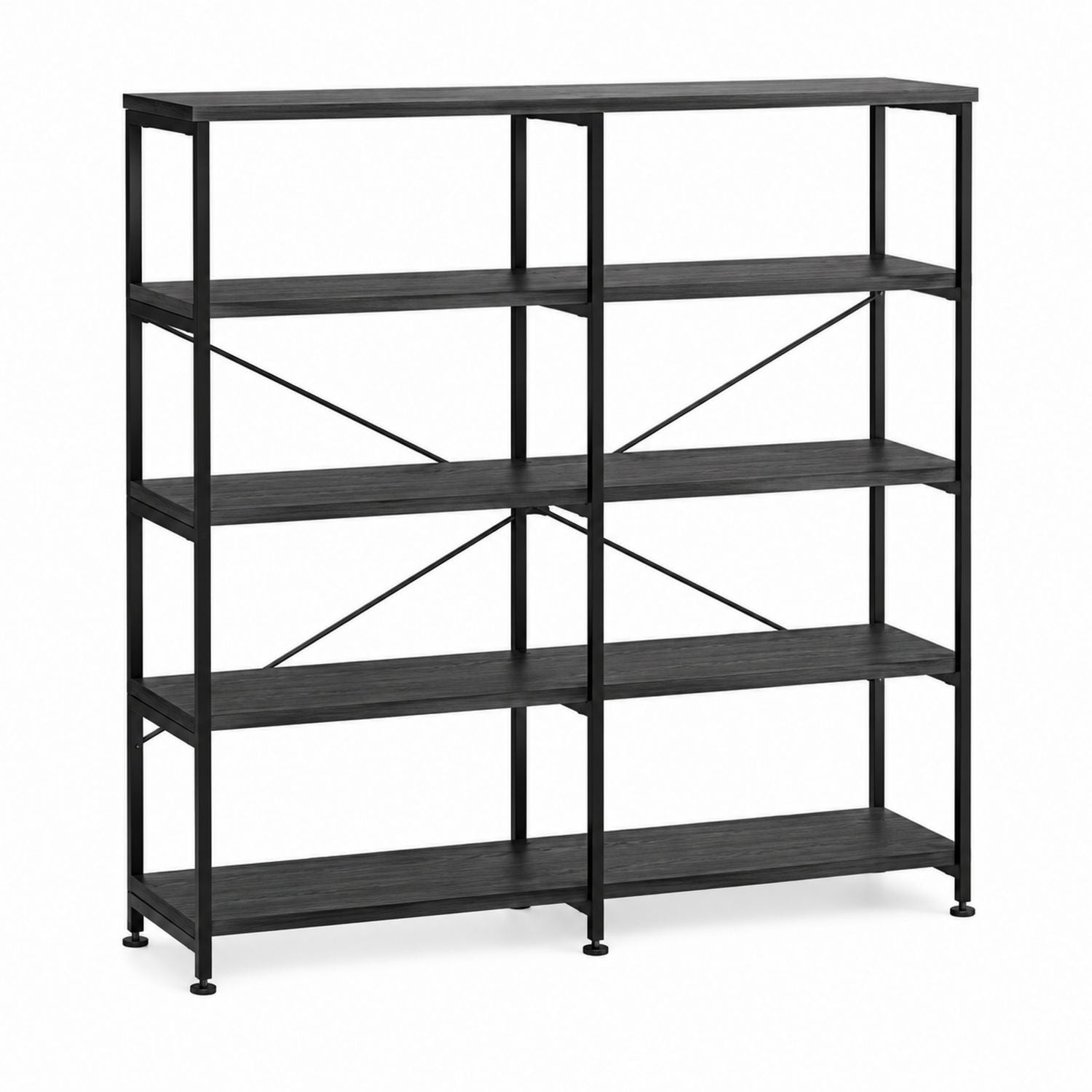Metal Frame Bookcase with 10 Particleboard Shelves Black 120x30x160 cm