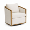 Swivel Chair Boucle Fabric with Wood Frame Beige