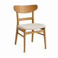 Wood Dining Chair with Beige Polyester Seat