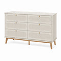 White MDF and Wood Six-Drawer Dresser