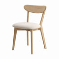 Wood Dining Chair with Upholstered Beige Seat