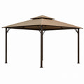 Outdoor Steel Gazebo with Polyester Canopy Beige 300x300 cm