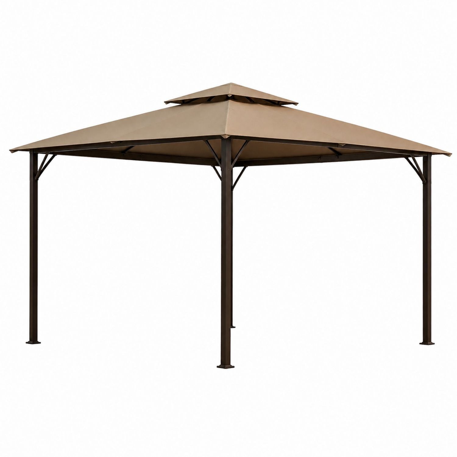 Outdoor Steel Gazebo with Polyester Canopy Beige 300x300 cm