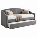 Fabric Twin Daybed with Pull-out Trundle Grey