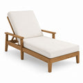 Teak Chaise Lounge with Polyester Cushion Beige