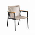 Outdoor Metal Rope Armchair with Teak Armrests 60x58x86cm