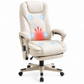 PU Leather Heated Massage Office Chair with Adjustable Height and Recline in Cream