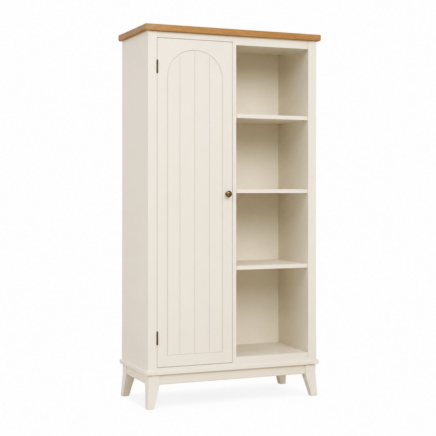 Freestanding MDF Storage Cabinet with Shelving Ivory 180cm