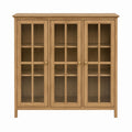 Oak Display Cabinet with Tempered Glass Doors 120x35x140 cm