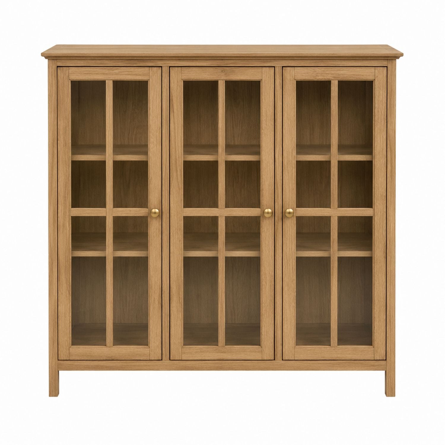 Oak Display Cabinet with Tempered Glass Doors 120x35x140 cm