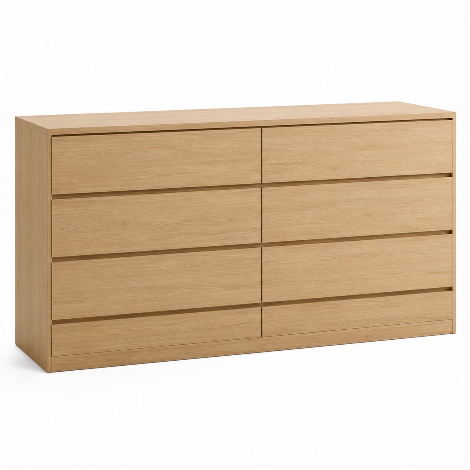 Oak Veneer 8-Drawer Dresser