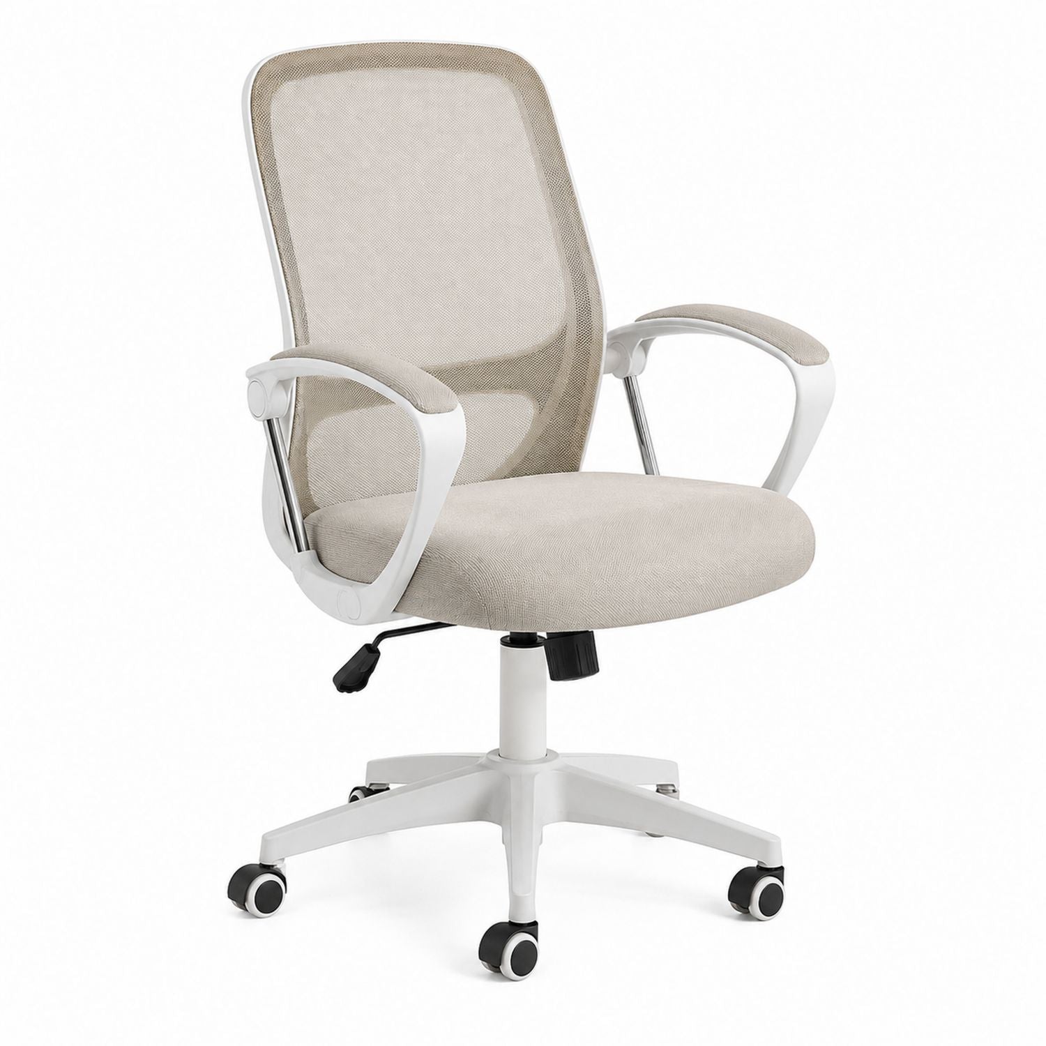 Mesh Office Chair with Armrests and Adjustable Height Beige