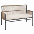 Outdoor Steel Frame Bench with Beige Cushion