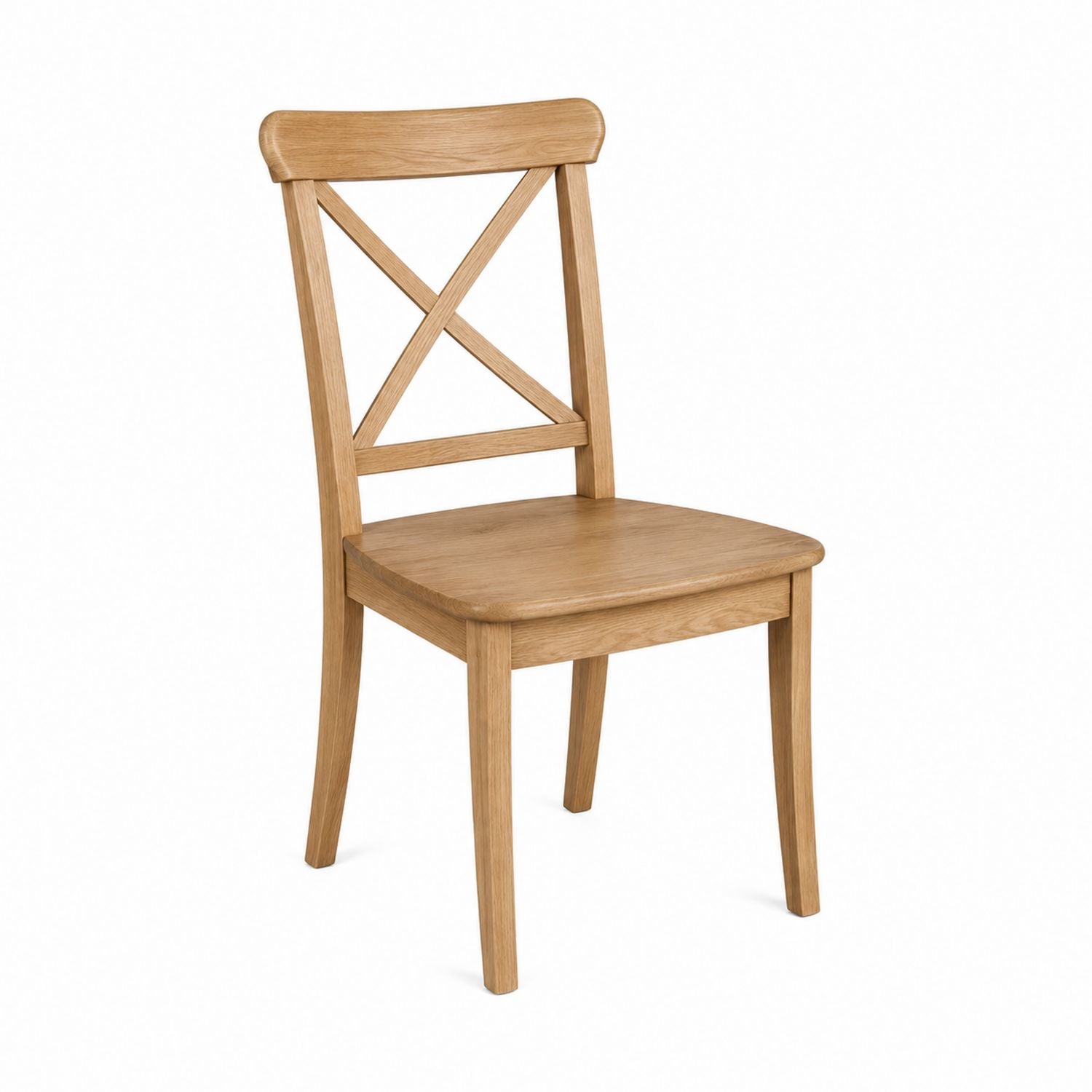 Oak Wood Dining Chair with X-Back Design