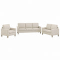 3 Piece Fabric Sofa Set with Chair, Loveseat and 3-Seater Couch - Solid Wood Frame