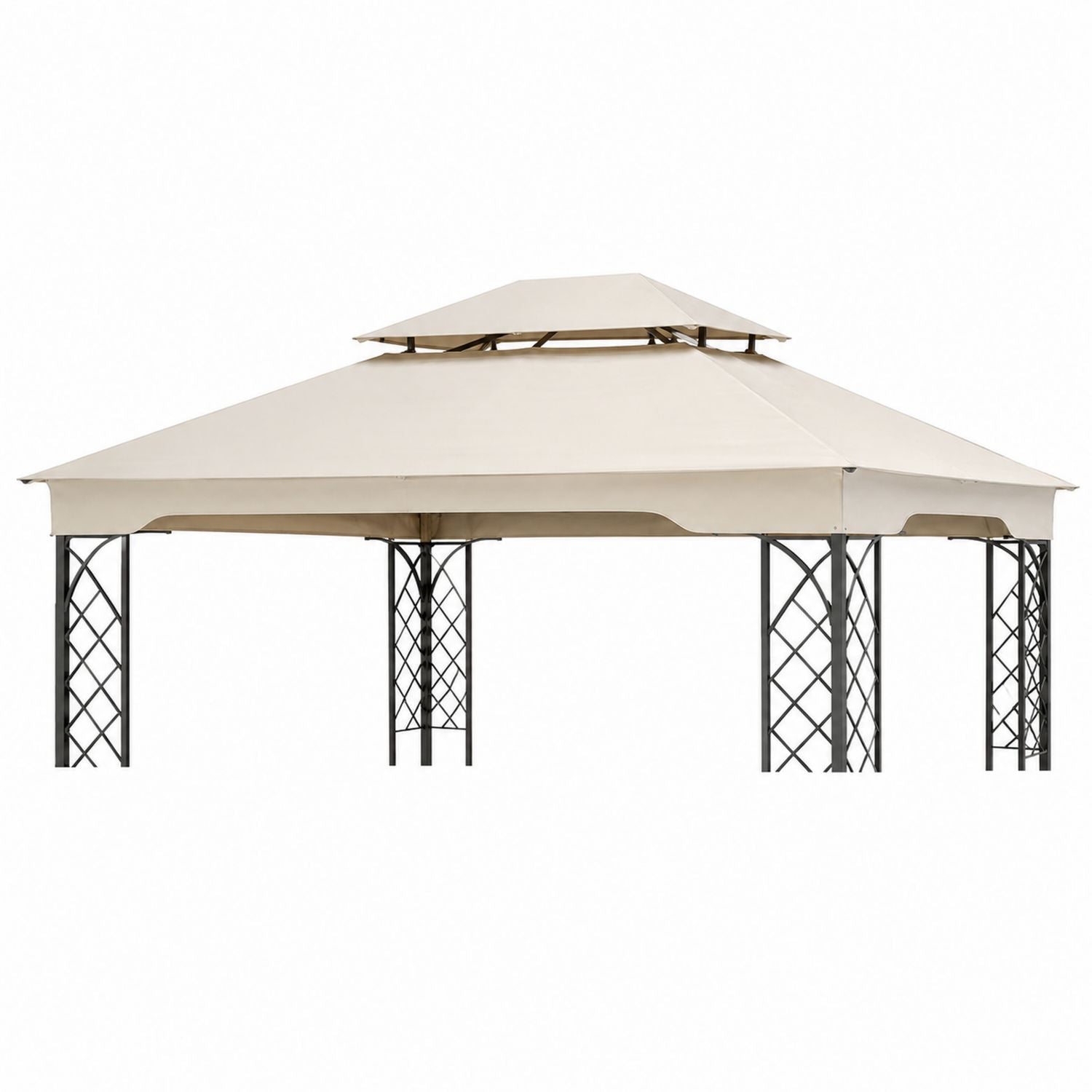Outdoor Steel Gazebo with Polyester Canopy 3x4m Beige